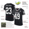 Custom Black White Mesh Authentic Throwback Football Jersey