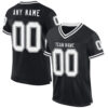 Custom Black White Mesh Authentic Throwback Football Jersey