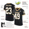 Custom Black White-Old Gold Mesh Authentic Throwback Football Jersey