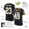 Black2280-1 Custom Black White-Old Gold Mesh Authentic Throwback Football Jersey