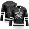 Custom Black White Hockey Lace Neck Jersey
