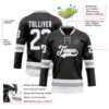 Custom Black White-Gray Hockey Lace Neck Jersey