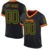 Custom Black Green Gold-Red Mesh Authentic Throwback Football Jersey