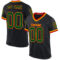 Black2369 Custom Black Green Gold-Red Mesh Authentic Throwback Football Jersey