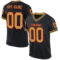Custom Black Old Gold-Red Mesh Authentic Throwback Football Jersey