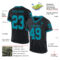 Black2375-1 Custom Black Teal Mesh Authentic Throwback Football Jersey