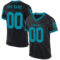 Black2375 Custom Black Teal Mesh Authentic Throwback Football Jersey