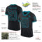 Black2376-1 Custom Black Teal Mesh Authentic Throwback Football Jersey