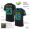 Custom Black Teal-Yellow Mesh Authentic Throwback Football Jersey