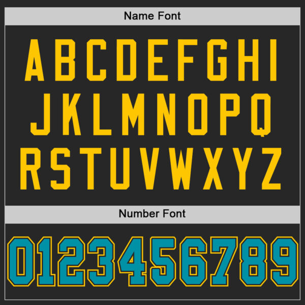 Custom Black Teal-Yellow Mesh Authentic Throwback Football Jersey