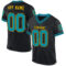 Custom Black Teal-Yellow Mesh Authentic Throwback Football Jersey