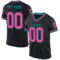 Black2378 Custom Black Pink-Teal Mesh Authentic Throwback Football Jersey