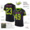Black2385-1 Custom Black Neon Green-Pink Mesh Authentic Throwback Football Jersey