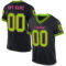 Black2385 Custom Black Neon Green-Pink Mesh Authentic Throwback Football Jersey