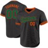 Custom Black Kelly Green-Orange Authentic Throwback Baseball Jersey