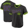 Custom Black Purple-Neon Green Authentic Throwback Baseball Jersey