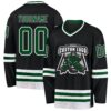 Custom Black Green-White Hockey Jersey