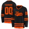 Custom Black Orange Hockey Jersey