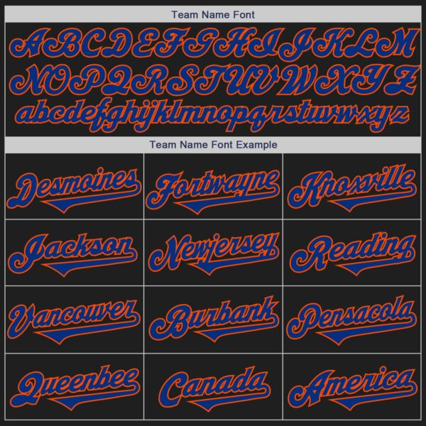 Custom Black Royal-Orange Authentic Baseball Jersey