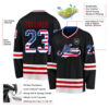 Custom Black USA Flag Royal-Red Hockey Jersey