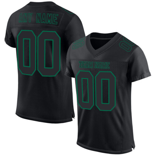 Black2556 Custom Black Kelly Green Mesh Authentic Football Jersey