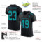 Black2559-1 Custom Black Teal Mesh Authentic Football Jersey