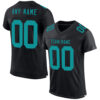Custom Black Teal Mesh Authentic Football Jersey