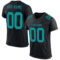 Black2559 Custom Black Teal Mesh Authentic Football Jersey