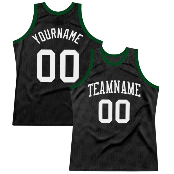 Custom Black White Authentic Throwback Basketball Jersey