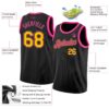 Custom Black Yellow-Pink Authentic Basketball Jersey