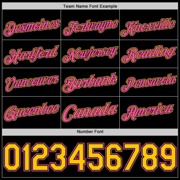 Custom Black Yellow-Pink Authentic Basketball Jersey