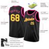 Custom Black Neon Yellow-Pink Authentic Basketball Jersey