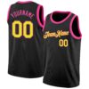 Custom Black Neon Yellow-Pink Authentic Basketball Jersey