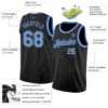 Custom Black Light Blue Authentic Basketball Jersey