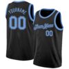 Custom Black Light Blue Authentic Basketball Jersey