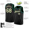 Custom Black Cream-Green Authentic Basketball Jersey
