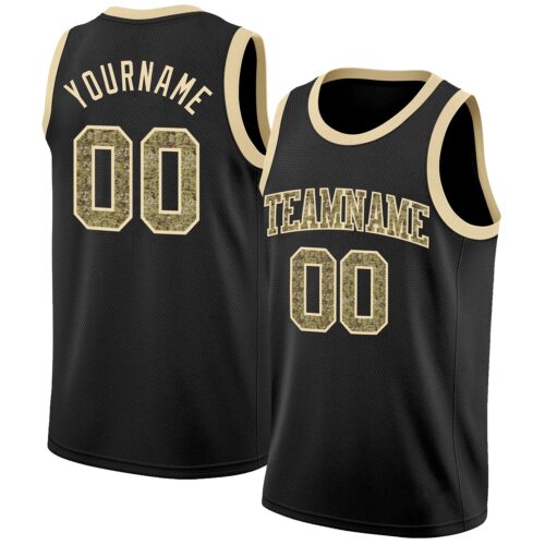 Black2808 Custom Black Camo-Cream Authentic Basketball Jersey