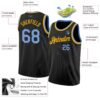 Custom Black Light Blue-Gold Authentic Basketball Jersey