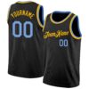 Custom Black Light Blue-Gold Authentic Basketball Jersey