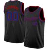 Custom Black Royal-Red Authentic Basketball Jersey