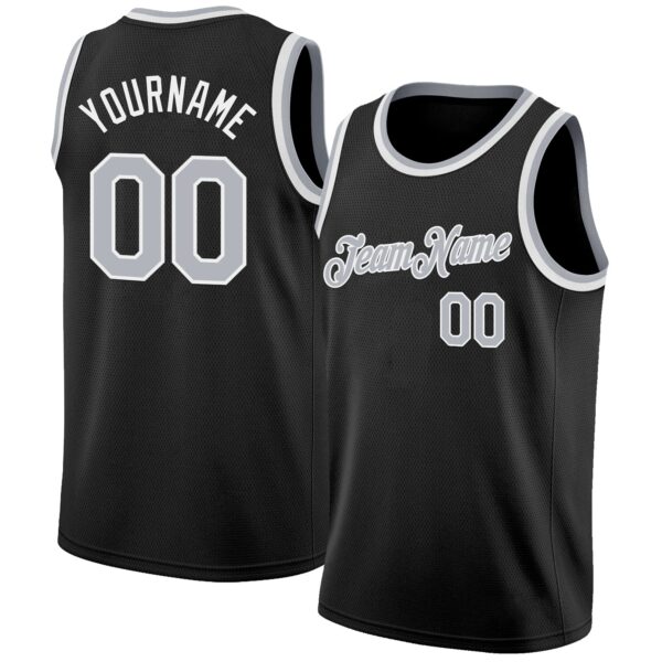 Custom Black Gray-White Authentic Basketball Jersey