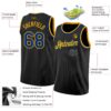 Custom Black Royal-Gold Authentic Basketball Jersey