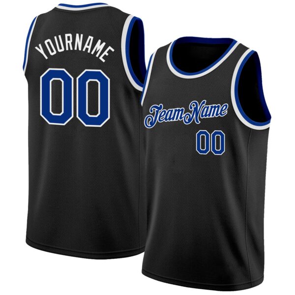 Custom Black Royal-White Authentic Basketball Jersey