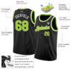 Custom Black Neon Green-White Authentic Basketball Jersey