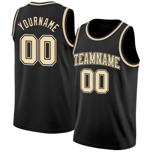 Custom Black Cream Authentic Basketball Jersey