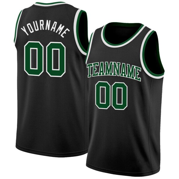 Custom Black Green-White Authentic Basketball Jersey