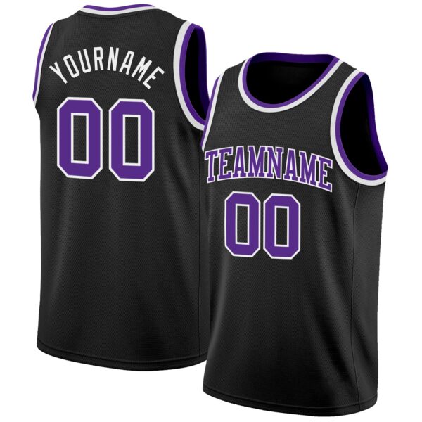 Custom Black Purple-White Authentic Basketball Jersey
