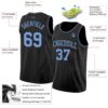 Custom Black Light Blue Authentic Basketball Jersey