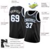 Custom Black White-Light Blue Authentic Basketball Jersey