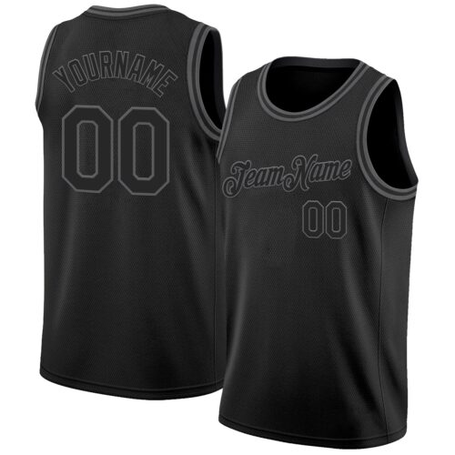 Custom Black Steel Gray Authentic Basketball Jersey